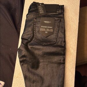 Forever 21 Black Stacked Skinny Jeans